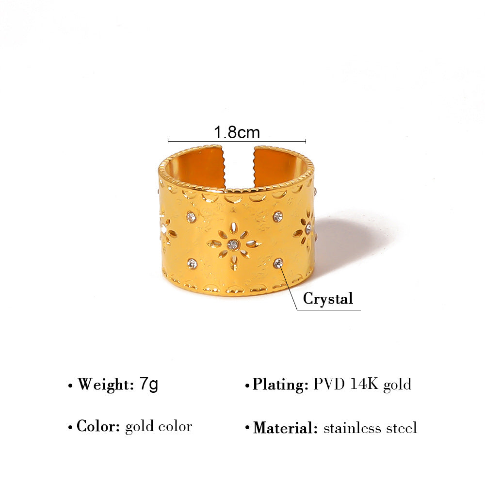 Wholesale Retro palace style carved hollow titanium steel ring